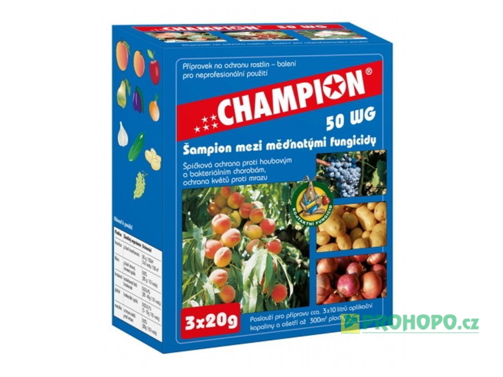 Champion 50 WG 3x20g - proti kadeřavosti broskvoní, plísni na révě, bramborách, okurkách, aj.