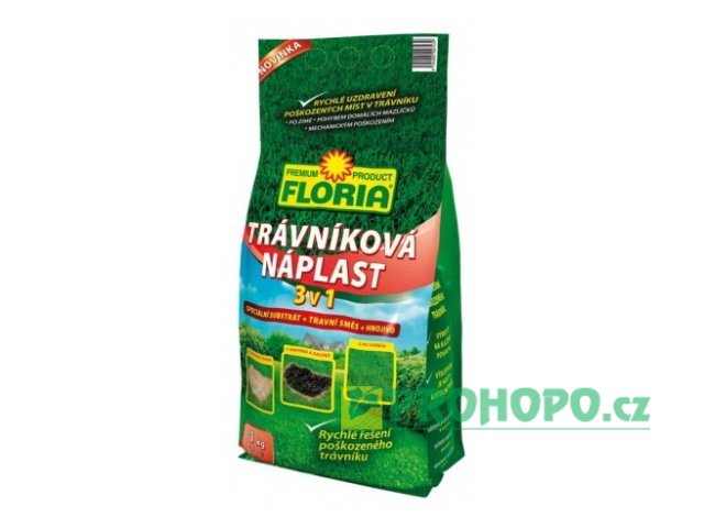 FLORIA Trávníková náplast 3v1 1kg - pro rychlé uzdravení poškozených míst v trávníku