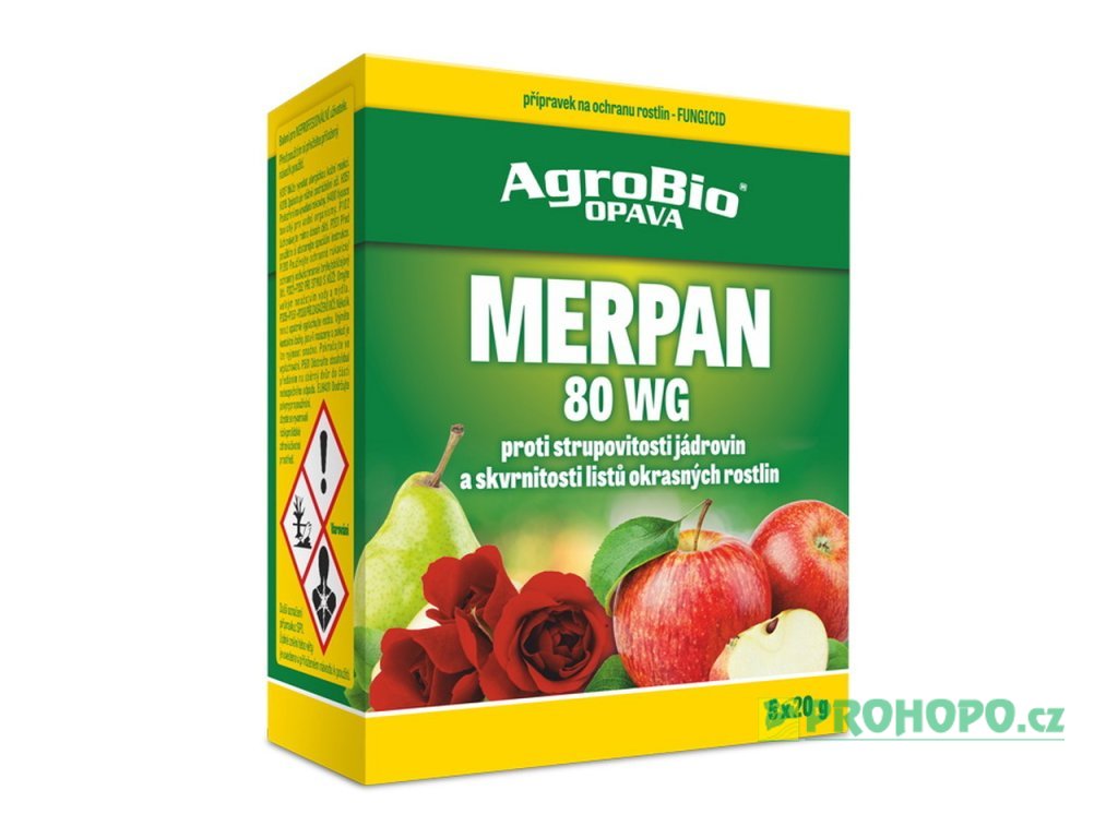Merpan 80 WG 5x20g - proti strupovitosti jádrovin a skvrnitosti listů okrasných rostlin