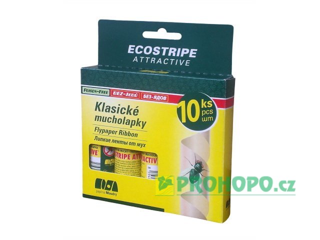 Mucholapka klasická Ecostripe Attractive 10ks. - s atraktantem a neobvykle velkou účinnou plochou