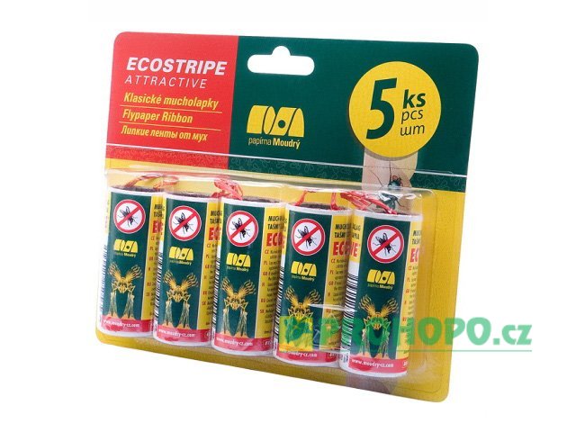 Mucholapka klasická Ecostripe Attractive 5ks. - s atraktantem a neobvykle velkou účinnou plochou