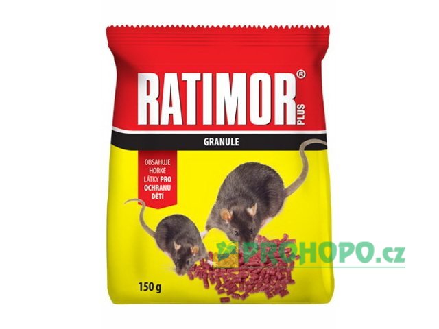 Ratimor Plus granule 150g - granulovaná deratizační nástraha do suchého prostředí