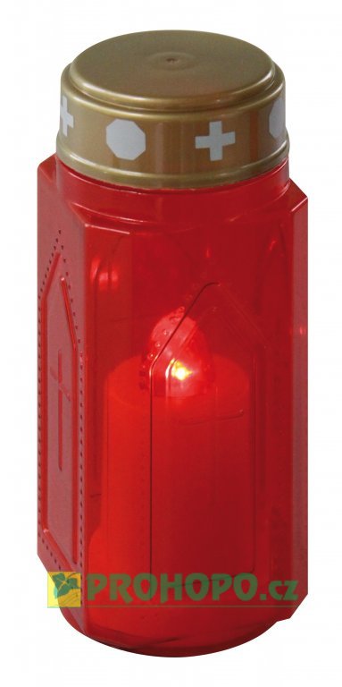 Svíčka hřbitovní červená LED